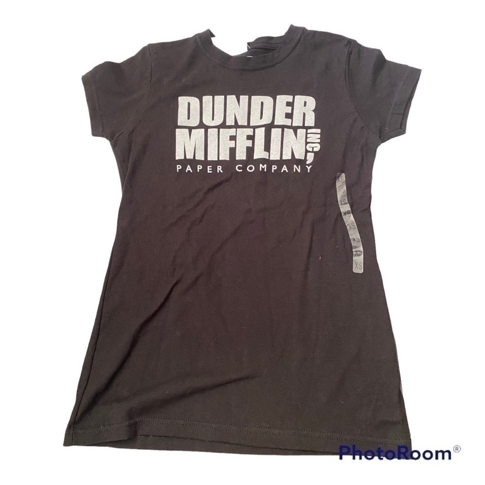 NWT The Office Dunder Mifflin Inc. Paper Company Black T-Shirt XS 100% Cotton